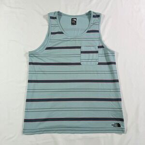 The North Face Mens Striped Tank Top With Pocket Flashdry Size L G